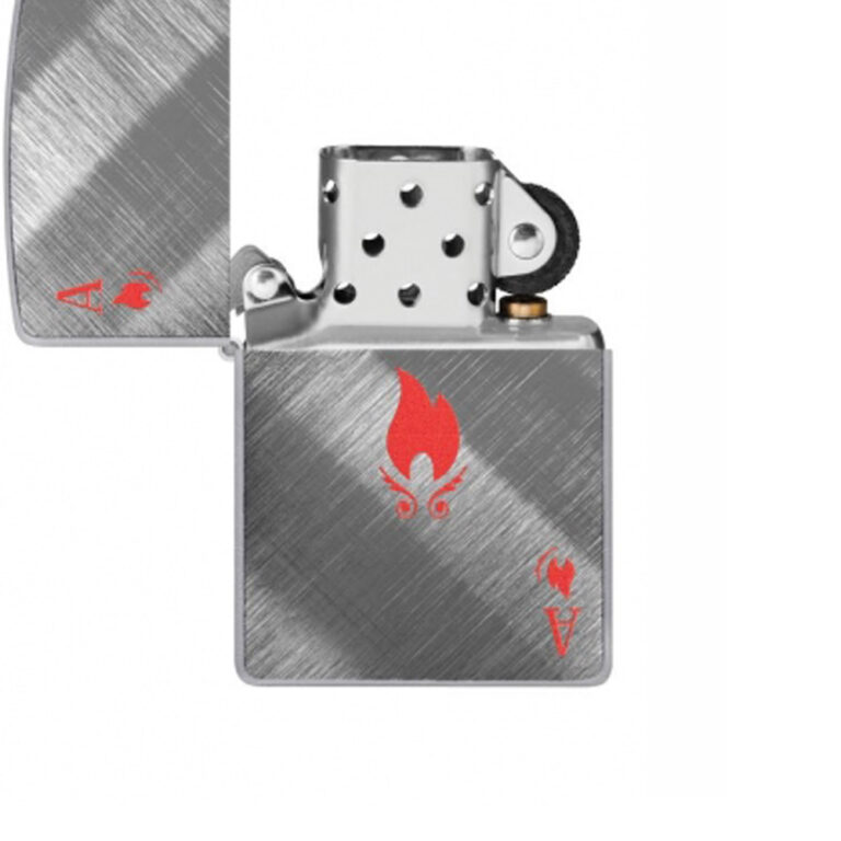 فندک زیپو اصل 48451 28182 ZIPPO طرح ACE نقرهای