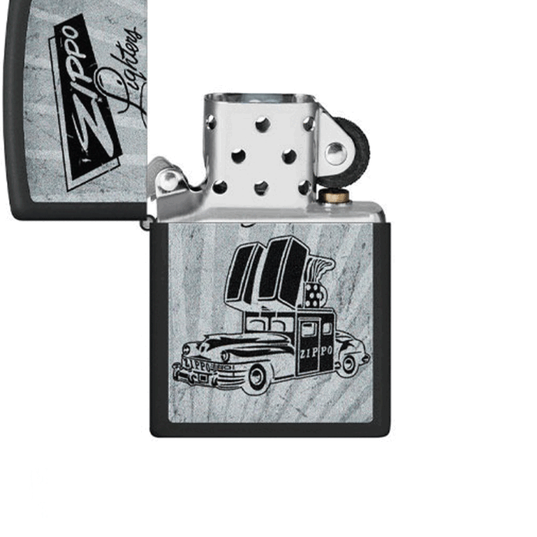 فندک زیپو اصل 218 مشکی طرح ماشین ZIPPO 48572