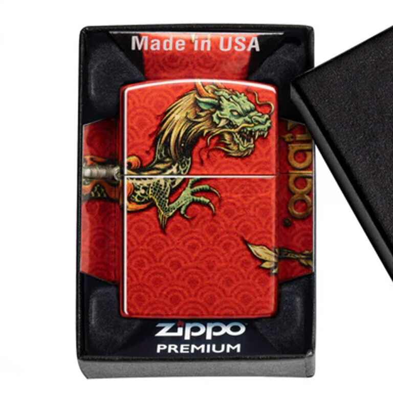 فندک زیپو اصل 48513 طرح اژدها قرمز Zippo Dragon Design