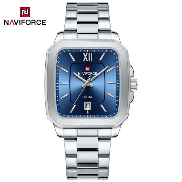 ساعت مچی مردانه نیوی فورس Naviforce  NF9239  بند استیل صفحه آبی اورجینال (x)