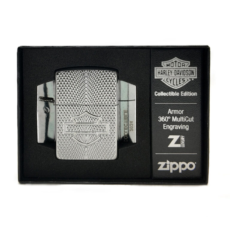فندک زیپو اصل 46022 Harley-Davidson طرح شطرنجی نقره‌ای