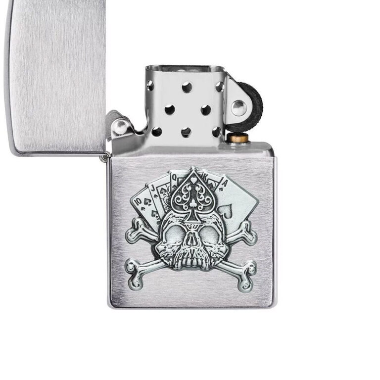 فندک زیپو اصل 49293 200 CARD SKULL EMBLEM