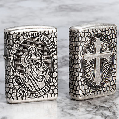 فندک زیپو اصل 49160 -28973 ST CHRISTOPHER MEDAL D