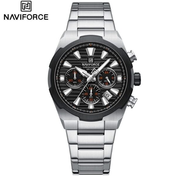 ساعت مچی نیوی فورس اورجینال مردانه مدل Naviforce NF8081 نقره ای مشکی (سه موتوره) اورجینال (x)