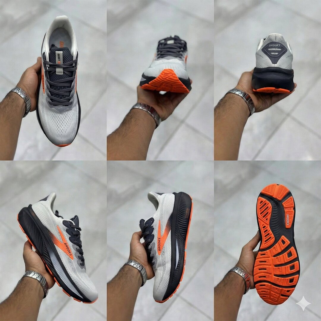 بروکس گوست 17 طوسی نارنجی Brooks Ghost 17 Oyster Orange 110442 - Image 2