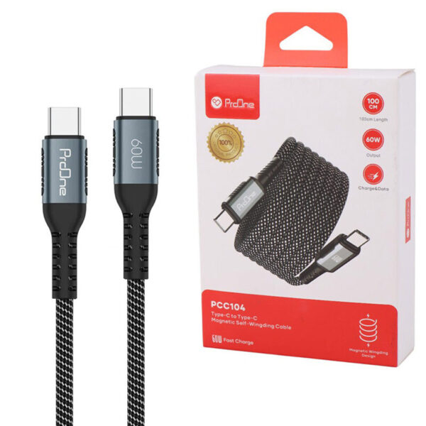 کابل دو سر تایپ سی فست شارژ 60 وات پرووان PCC104 طول 1 متر