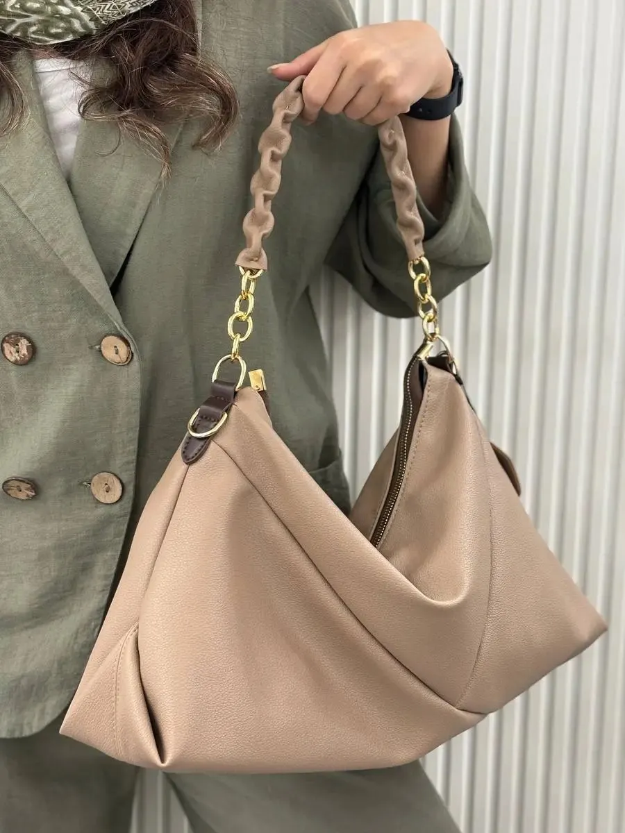 کیف زنانه هلالی مدل چیندار با دسته زنجیری کد 381(FR) - Image 5