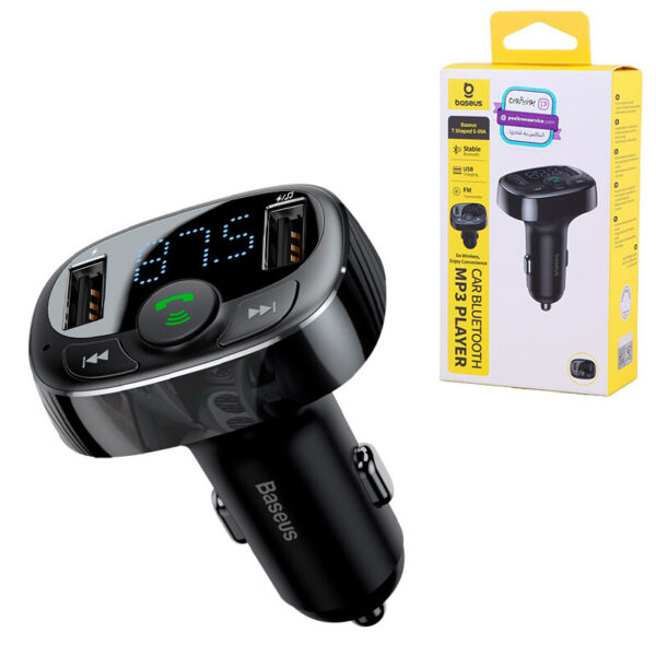 شارژر فندکی و اف ام پلیر بلوتوثی باسئوس T Shaped S-09A مدل CCMT000001