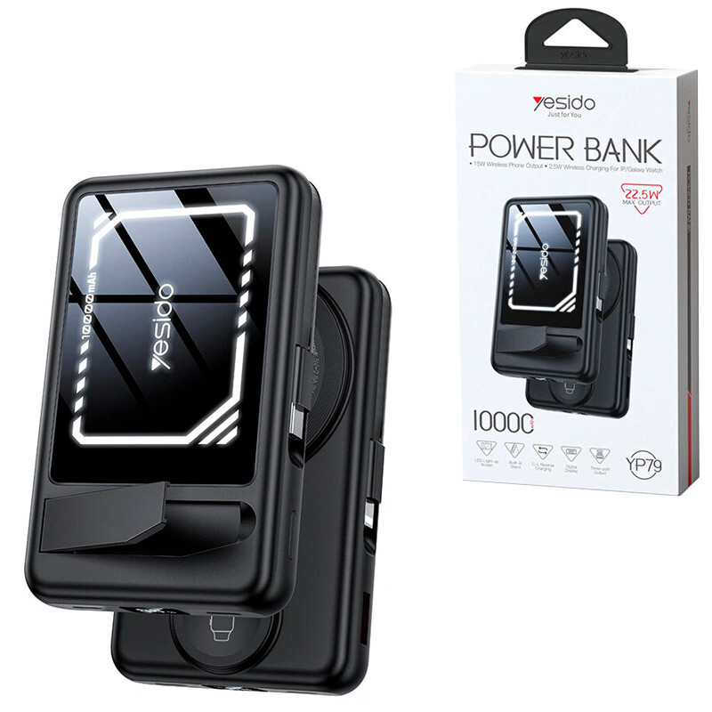 پاور بانک بی سیم یسیدو YP79 QC3.0 PD 22.5W ظرفیت 10000mAh