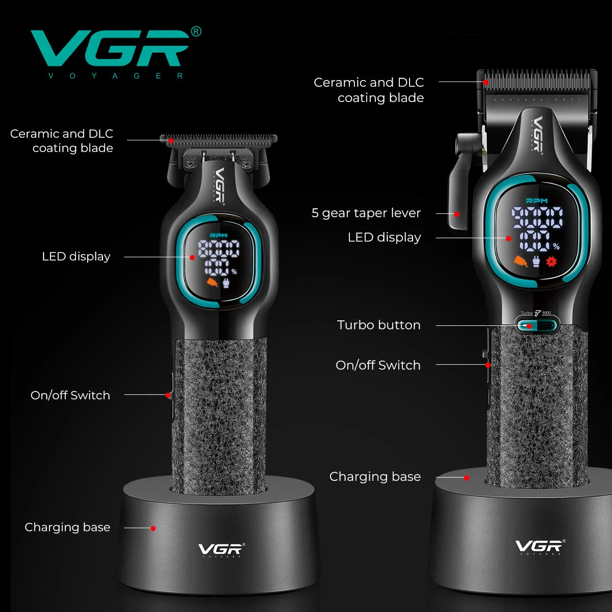 ست 3عددماشین اصلاح،خط زن و شیور وی جی آر مدل V-886 S3 (AR) - تصویر 8