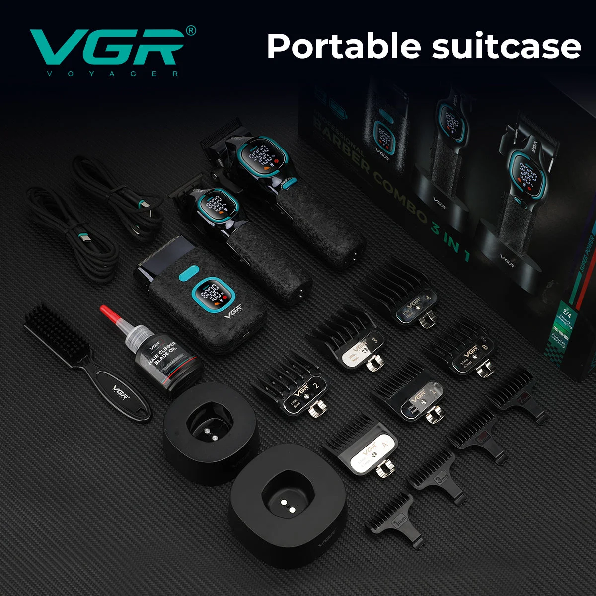 ست 3عددماشین اصلاح،خط زن و شیور وی جی آر مدل V-886 S3 (AR) - تصویر 4