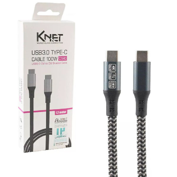 کابل دو سر تایپ سی فست شارژ 100 وات کی نت K-C540 طول 1.2 متر