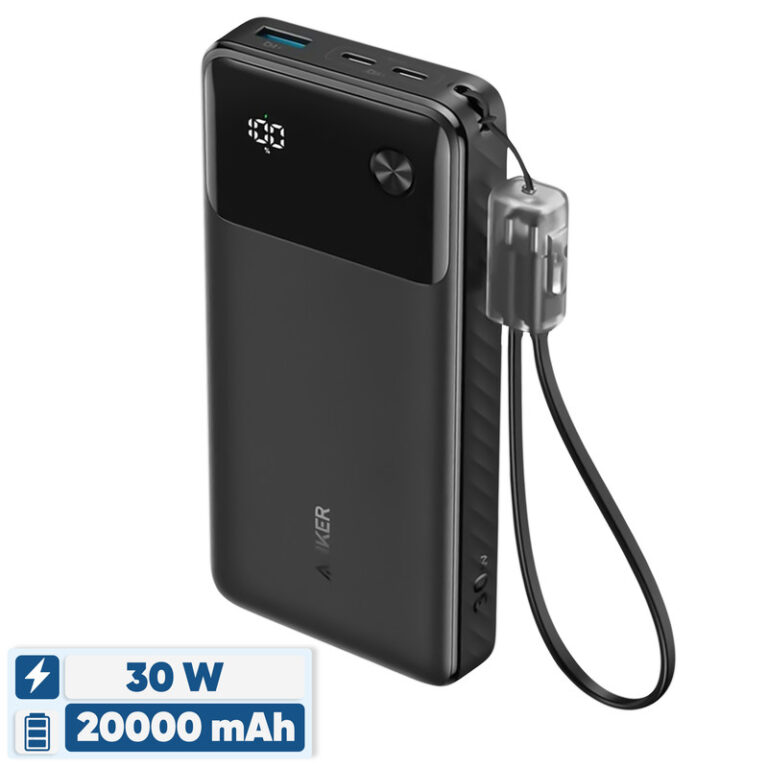 پاوربانک 30 وات انکر مدل A1384 ظرفیت 20000 میلی آمپر ساعت به همراه کابل USB-C (های کپی)