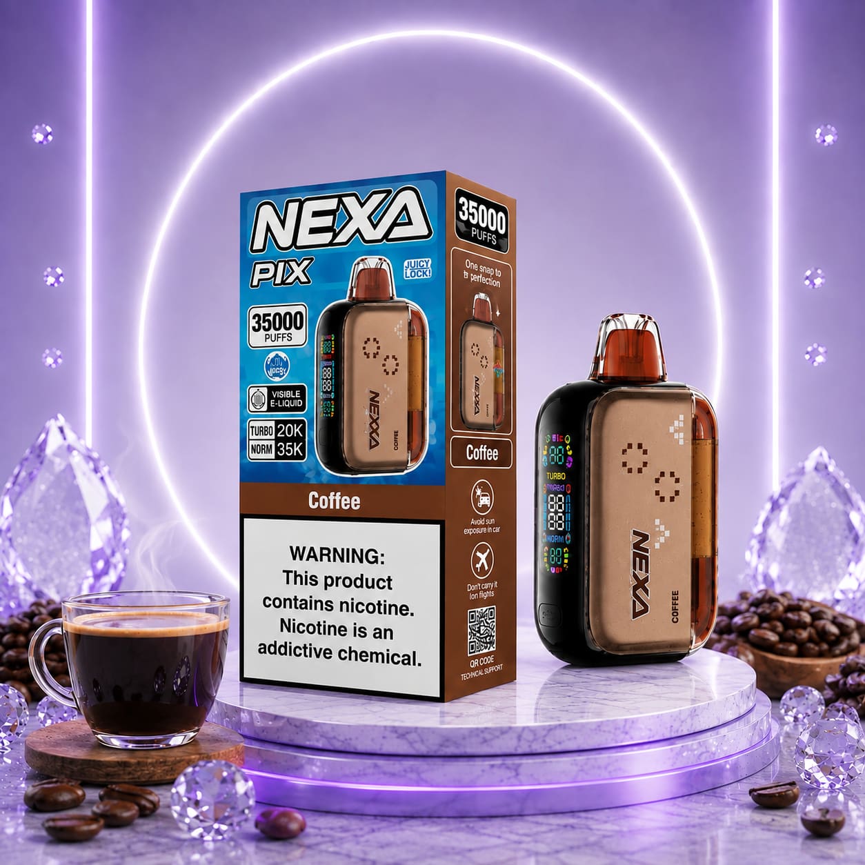 پاد یکبارمصرف 35000 پاف نکسا پیکس نیکوتین 50 قهوه | NEXA PIX 35K