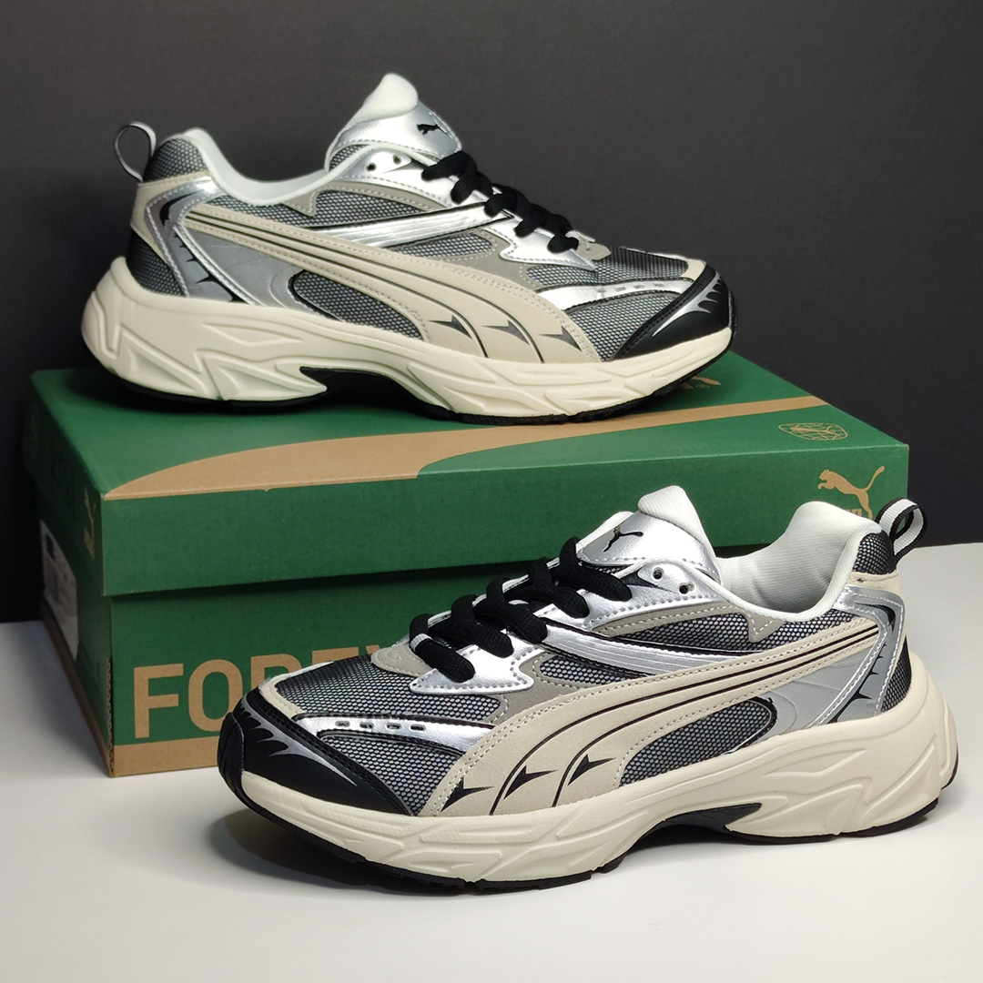 پوما مورفیک متالیک مشکی کرم نقرهای PUMA Morphic Metallic Black Frosted Ivory