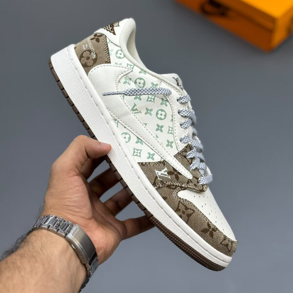 کفش کتونی جردن وان لویی ویتون Air Jordan 1 Low Travis Scott Louis Vuitton Monogram Brown