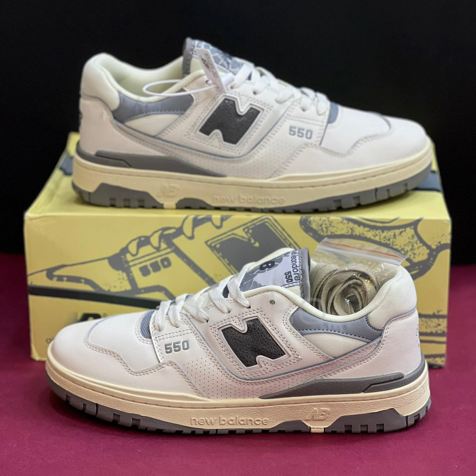 کفش نیوبالانس 550 سفید کرم طوسی 550 New Balance 550 Aime Leon Dore White Grey - Image 6