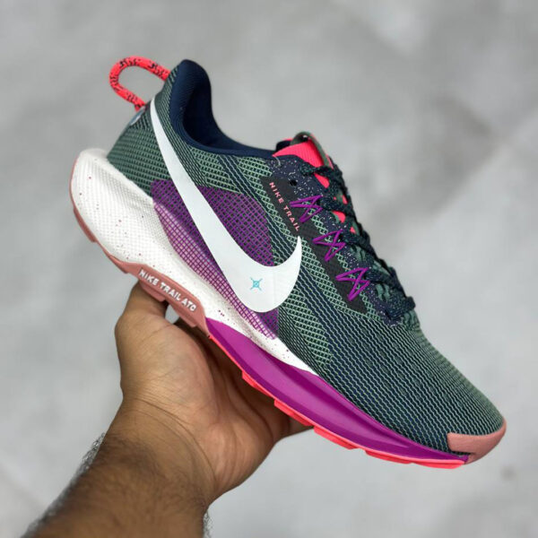 نایک ریکت پگاسوس تریل ۵ سبز تیره بنفش سفید Nike React Pegasus Trail 5