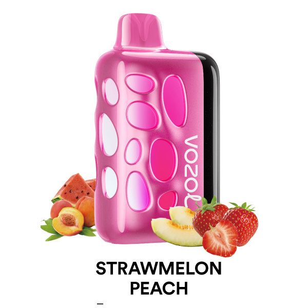 پاد یکبار مصرف ریو ۴۰۰۰۰ پاف کمپانی وزول طعم توت فرنگی هندوانه هلو | Vozol Rave 40000 Puffs Strawmelon Peach