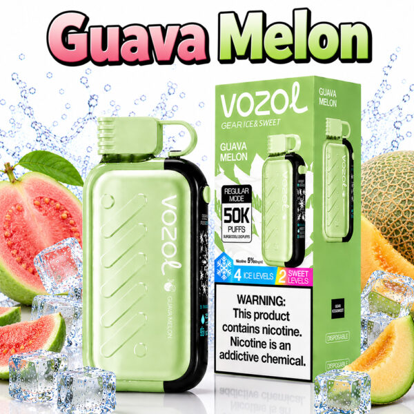 پاد یکبار مصرف ووزول گیرپاور ۵۰۰۰۰ پاف گواوا طالبی یخVozol 50K Puffs Guava Melon