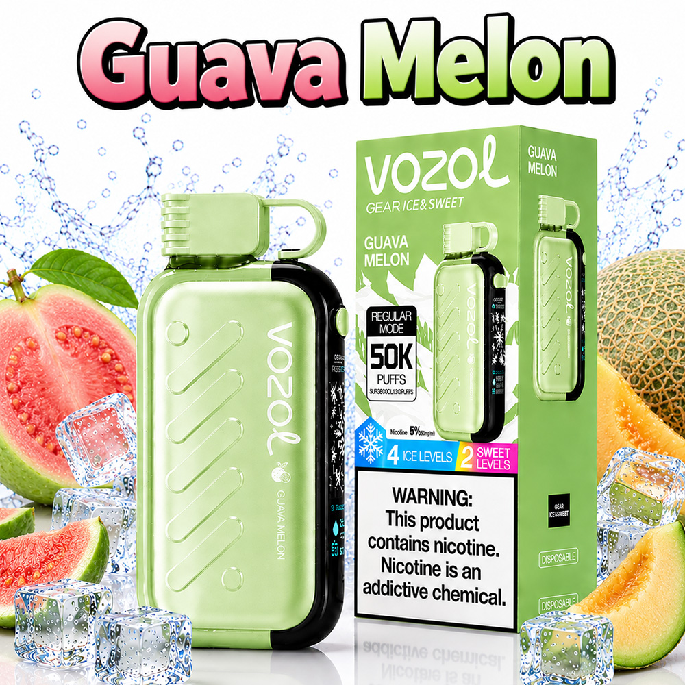 پاد یکبار مصرف ووزول گیرپاور ۵۰۰۰۰ پاف گواوا طالبی یخVozol 50K Puffs Guava Melon