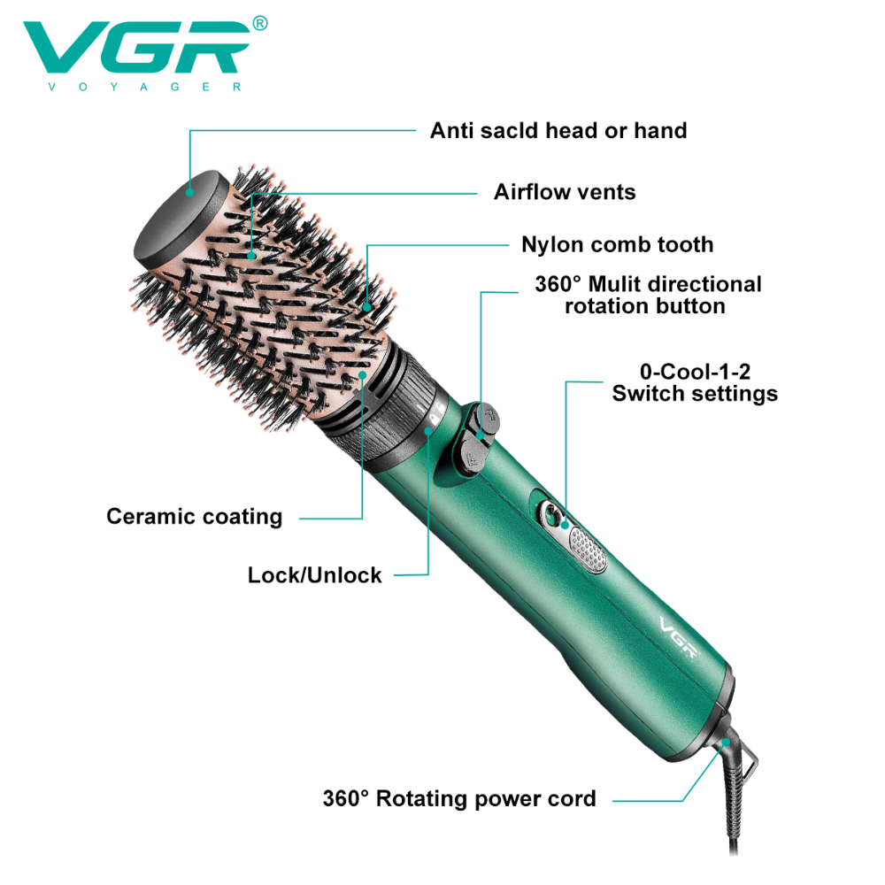 سشوار چرخشی برس دار وی جی آر VGR V-498 (x) - Image 5