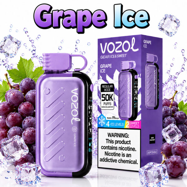 پاد یکبار مصرف وزول گیر ۵۰۰۰۰ پاف طعم انگور یخ Vozol 50K Puffs Grape Ice