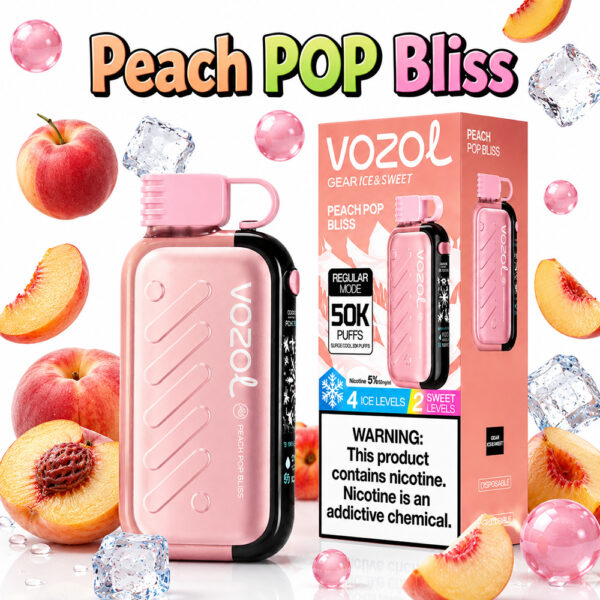 پاد یکبار مصرف وزول گیر ۵۰۰۰۰ پاف نوشیدنی هلو نابVozol 50K Puffs Peach POP Bliss