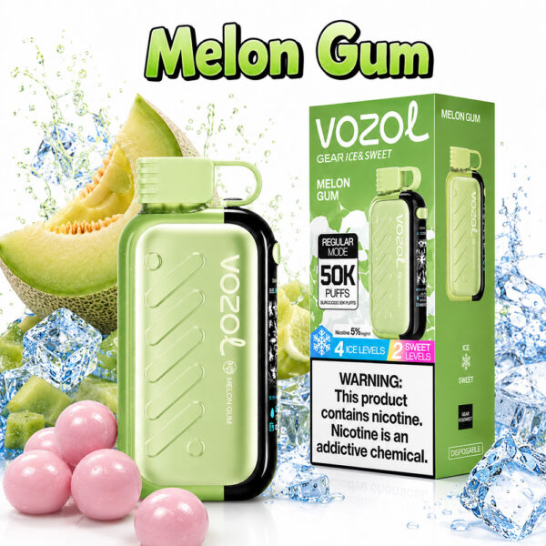 پاد یکبار مصرف وزول گیر ۵۰۰۰۰ پاف طالبی آدامس Vozol 50K Puffs Melon Gum
