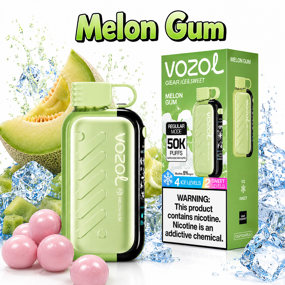 پاد یکبار مصرف وزول گیر ۵۰۰۰۰ پاف طالبی آدامس Vozol 50K Puffs Melon Gum
