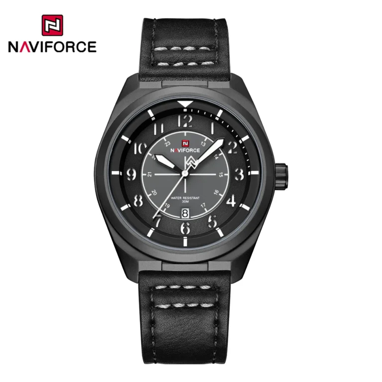 ساعت مچی مردانه نیوی فورس Naviforce NF9281 بند چرم مشکی (x)
