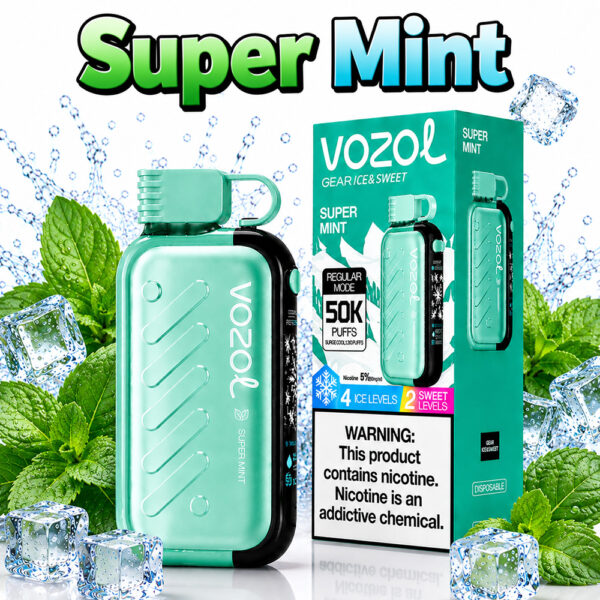 پاد یکبار مصرف وزول گیر ۵۰۰۰۰ پاف طعم نعنا خنک VOZOL Gear Ice & Sweet Super Mint 50K