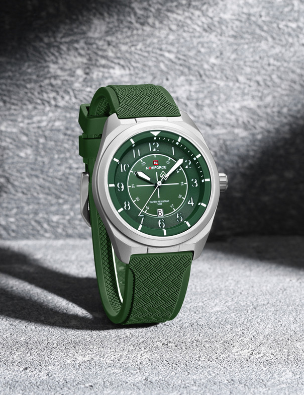 ساعت مچی مردانه نیوی فورس Naviforce  NF9281  بند سیلیکونی سبز (x)