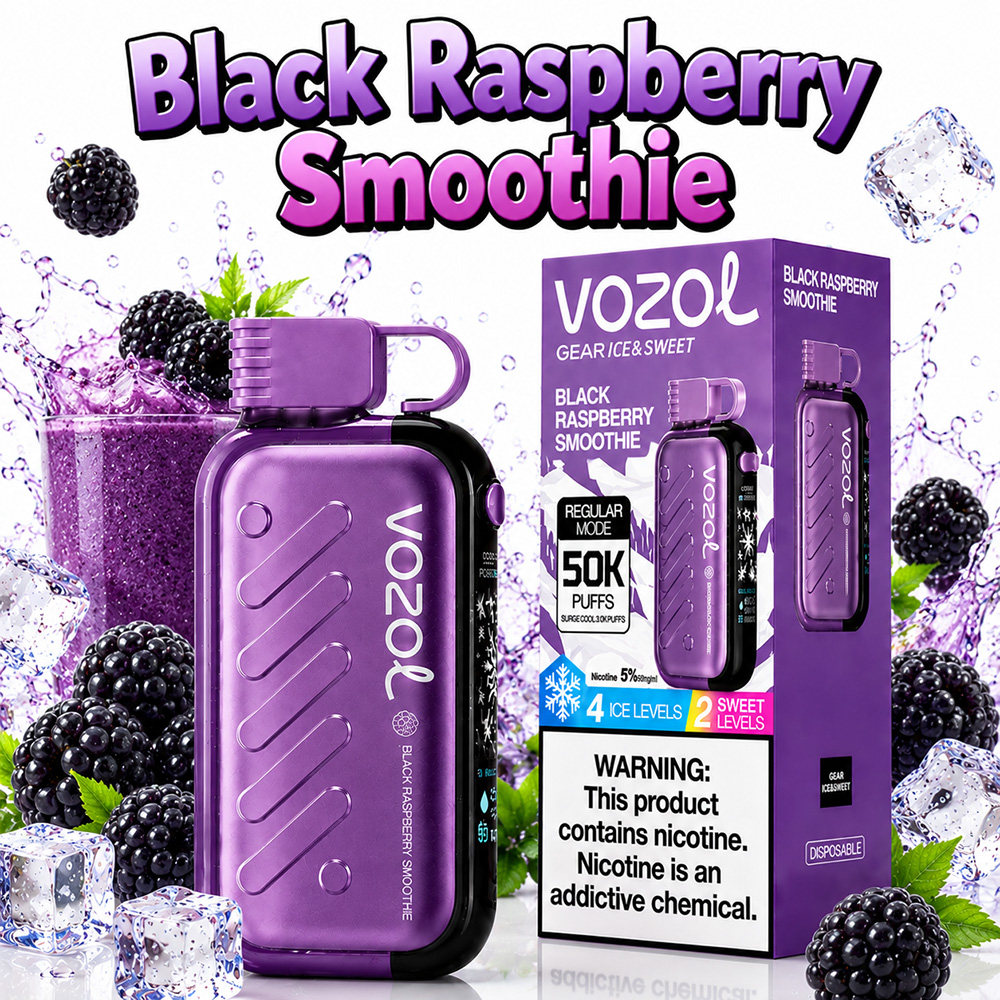 پاد یکبار مصرف وزول گیر ۵۰۰۰۰ پاف طعم اسموتی تمشک سیاه VOZOL Gear Ice & Sweet Black Raspberry Smoothie 50K