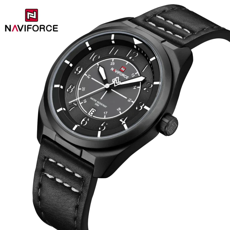 ساعت مچی مردانه نیوی فورس Naviforce NF9281 بند چرم مشکی (x)