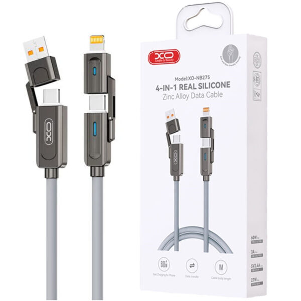 کابل شارژ چندکاره فست شارژ 60 وات ایکس او XO-NB275 طول 1 متر