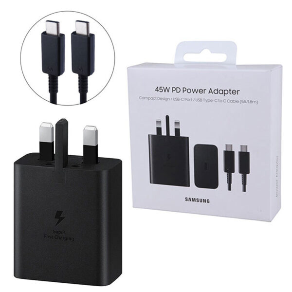 شارژر دیواری 45 وات سامسونگ EP-T4510 PD 3A + کابل تبدیل تایپ سی