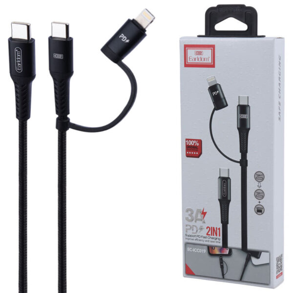 کابل دو سر فست شارژ 3 آمپر ارلدام EC-iCC019 طول 1 متر