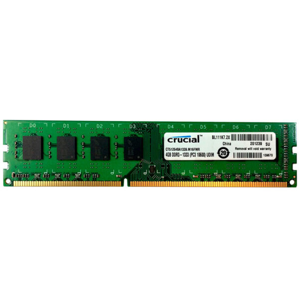 رم کامپیوتر Crucial U-DIMM DDR3 4GB 1333MHz