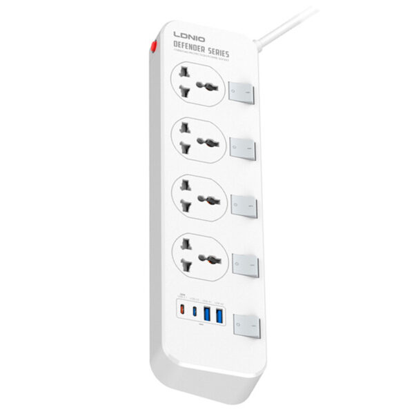 چند راهی 4 خانه ارت دار الدینیو SC4408C کابل 2 متری   شارژر