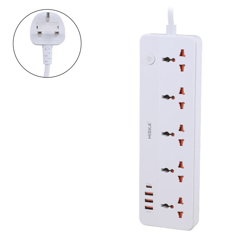 چند راهی 5 خانه هیسکا CH-5517UK کابل 2m شارژر USB و Type-C - تصویر 4