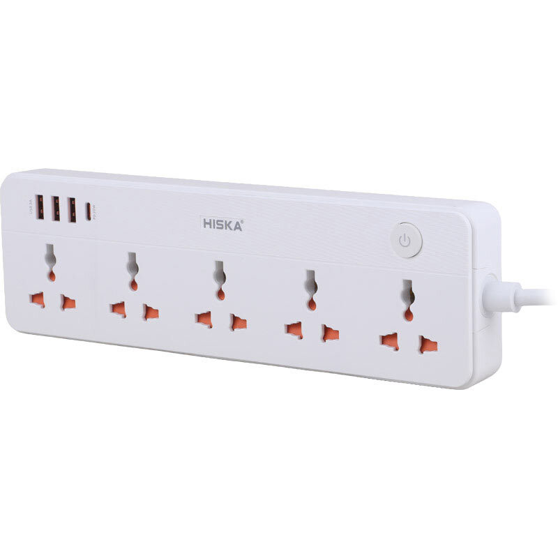 چند راهی 5 خانه هیسکا CH-5517UK کابل 2m شارژر USB و Type-C - تصویر 6
