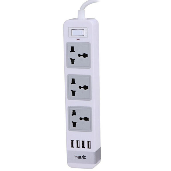 چند راهی 3 خانه ارت دار هویت HV-SP8803 با شارژر USB