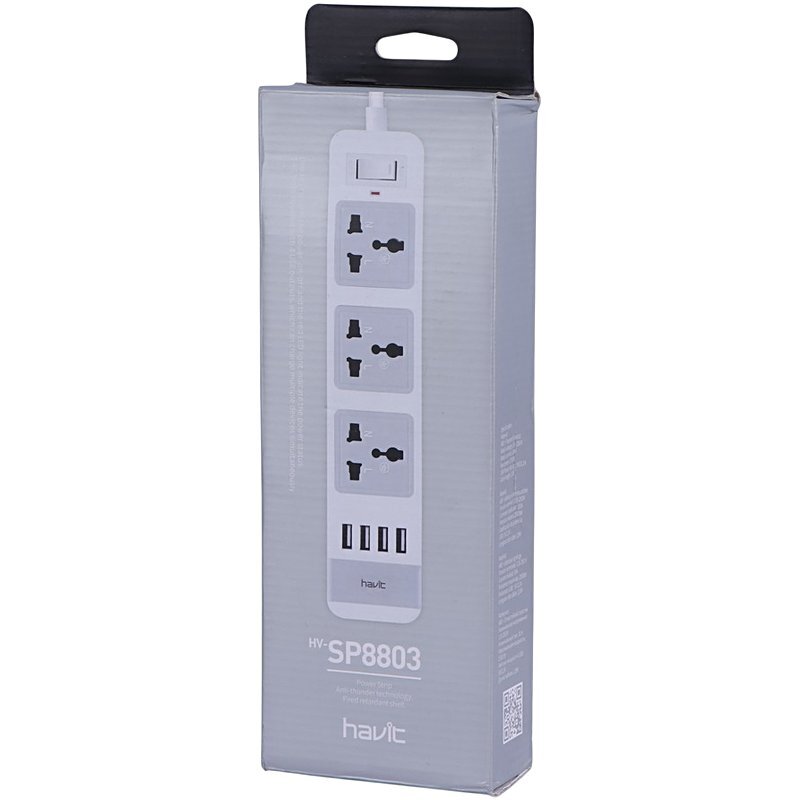 چند راهی 3 خانه ارت دار هویت HV-SP8803 با شارژر USB - تصویر 2