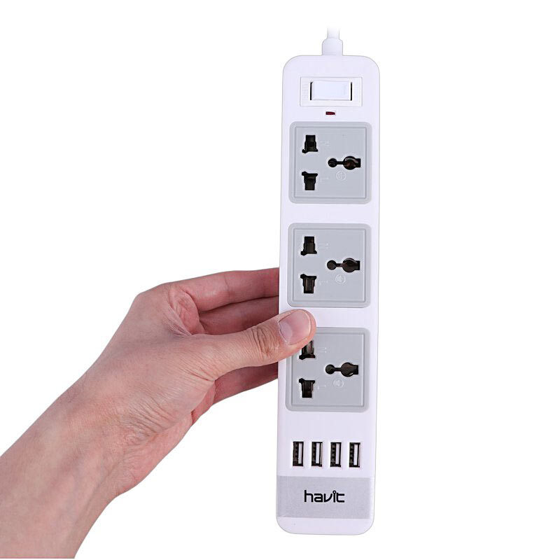 چند راهی 3 خانه ارت دار هویت HV-SP8803 با شارژر USB - تصویر 6