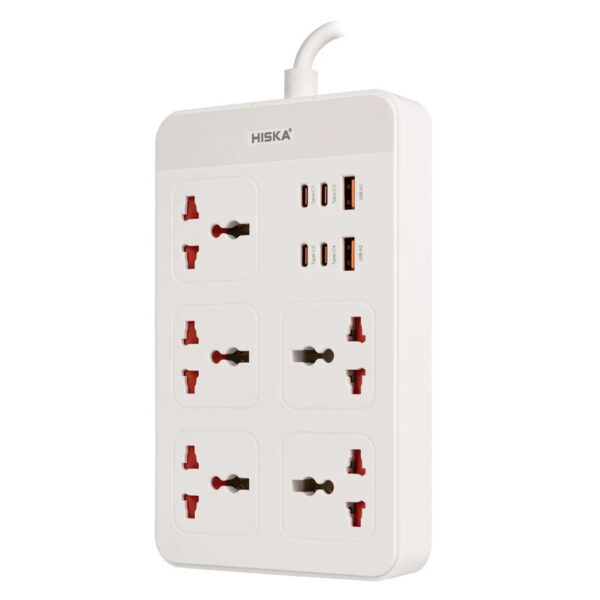 چند راهی 5 خانه هیسکا CH-5521 کابل 2m   شارژر USB و Type-C