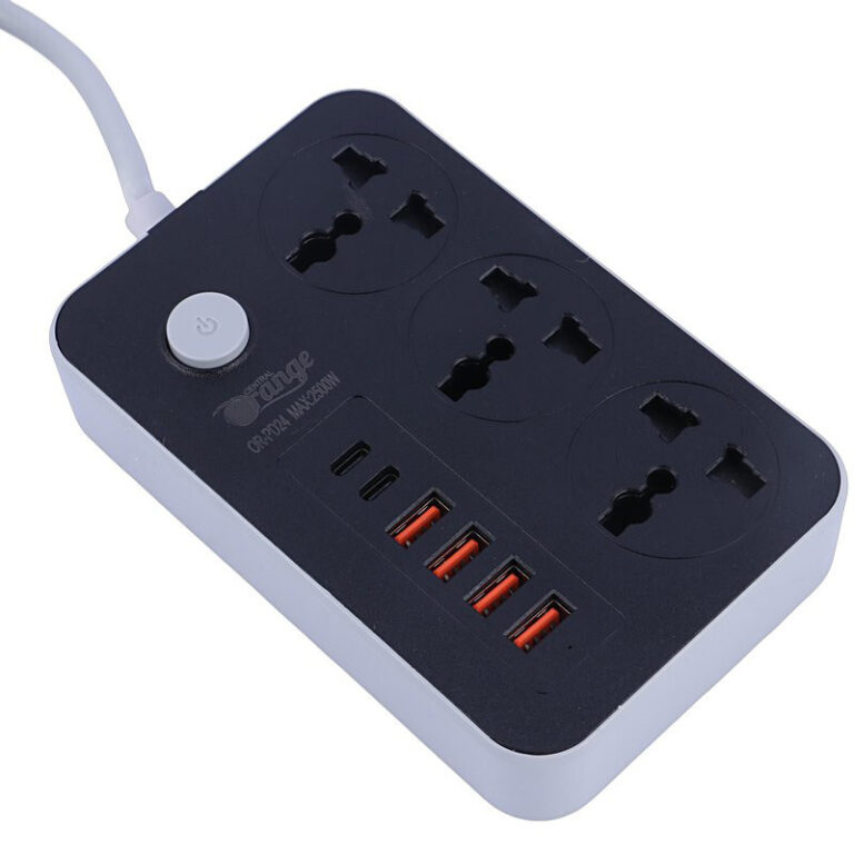 چند راهی 3 خانه اورنج OR-PD24 با کابل 2m شارژر USB و Type-C
