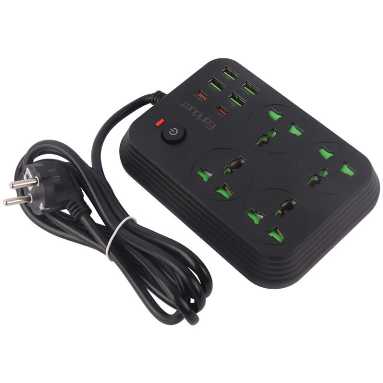 چند راهی 4 خانه ارلدام ES-SC25 با کابل 2 متری و پورت USB و Type-C