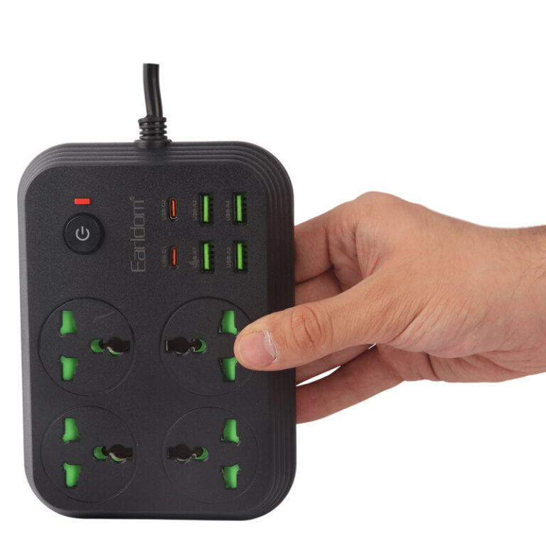 چند راهی 4 خانه ارلدام ES-SC25 با کابل 2 متری و پورت USB و Type-C