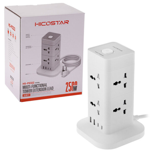 چند راهی 8 خانه هایکو استار HS-PS322 با کابل 2 متری